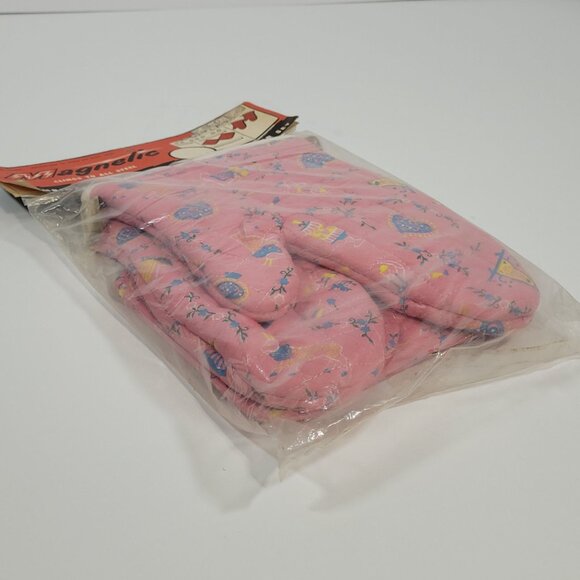 Vintage Magnetic Oven Mitts & Potholders Set Wolf Manufacturing 1950s Pink - Picture 7 of 8